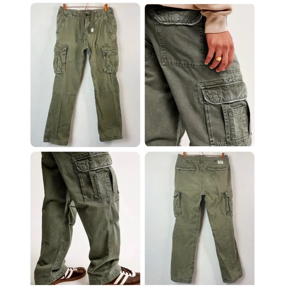 Abercrombie & Fitch Men’s Y2K Army Green Cotton Utility Cargo Pants Size 31X30